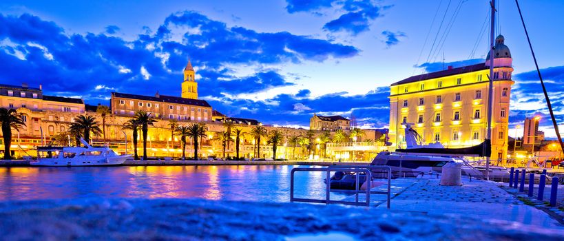 Split landmarks evening blue panoramic view, Dalmatia, Croatia
