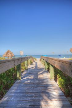 Clear blue sky over Lowdermilk Beach in Naples, Florida