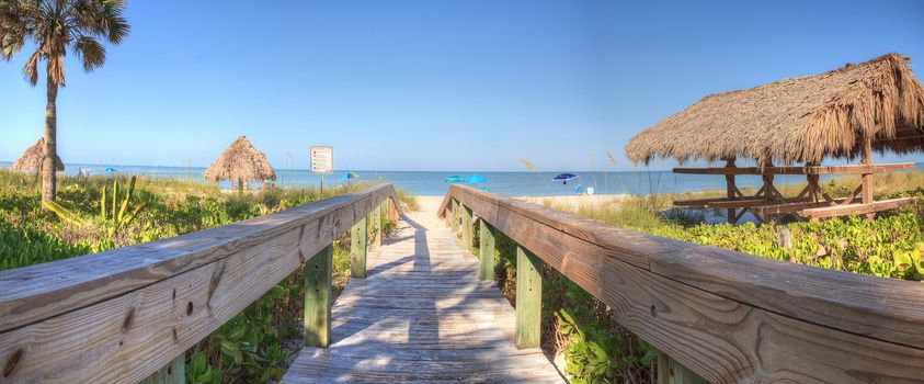 Clear blue sky over Lowdermilk Beach in Naples, Florida