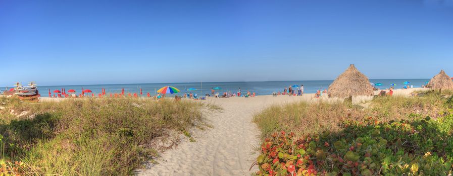 Clear blue sky over Lowdermilk Beach in Naples, Florida