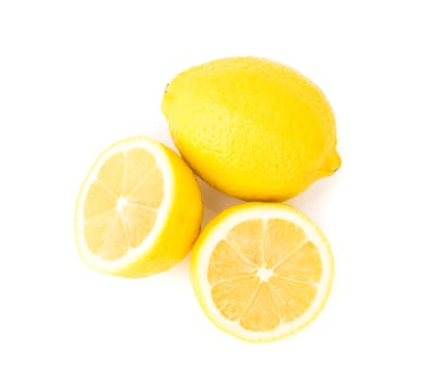 Closeup fresh lemon fruit slice on white background 