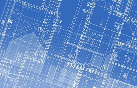 House Project Blueprint Background Illustration. Architectural Backdrop