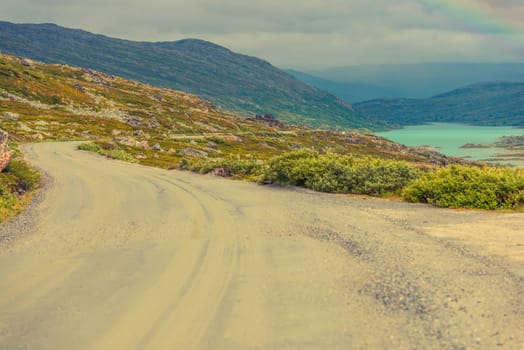 Rural Norwegian Scenic Road in the Middle of Nowhere. Norway, Scandinavia.