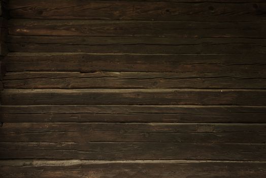 Vintage Wood Wall Background. Dark Brown Wood Logs Backdrop.