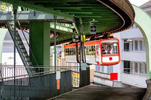 The suspension railway in Wuppertal is an elevated railway station for public passenger transport at the entrance to the station.