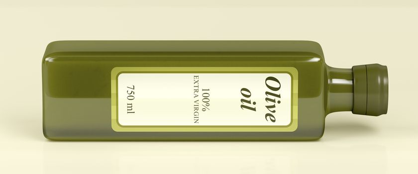 Extra virgin olive oil bottle, 3D illustration 