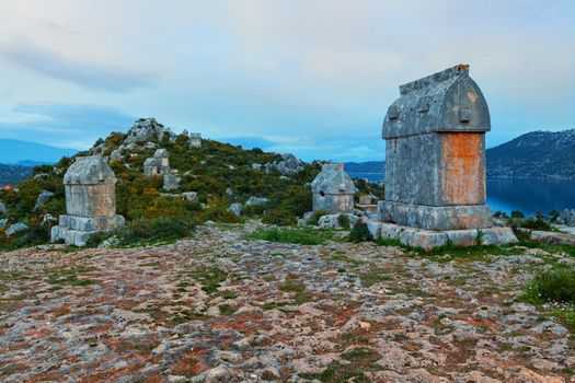 Sarcophagus at the Necropolis of Kalekoy - Ancient Simena.