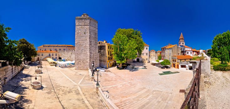 Zadar Five wells square and historic architecture panoramic view, Dalmatia, Croatia