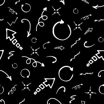 Seamless pattern. Doodle ink, hand drawn pointers, arrows and other signs. image