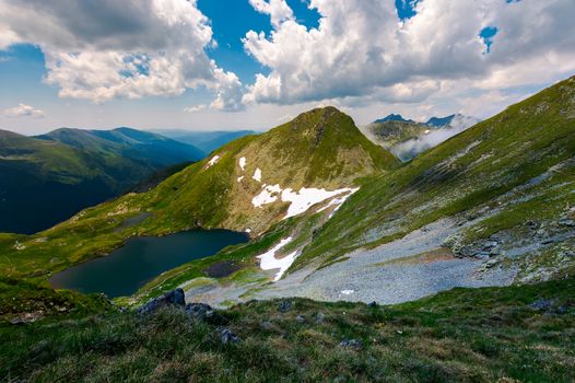 Saua Caprei peak of Fagarasan mountains. gorgeous summer landscape of Southern Carpathians in Romania