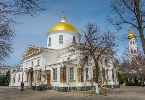 ODESSA, UKRAINE - 04.11.2018. Orthodox Holy Dormition Monastery, located in Odessa, Ukraine.