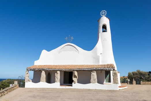 an old and typica church, the church Stella Maris in Porto Cervo, Costa Smeralda, Sardinia, Italy, in the famous place of porto cervo where the rich and famous travel in summer
