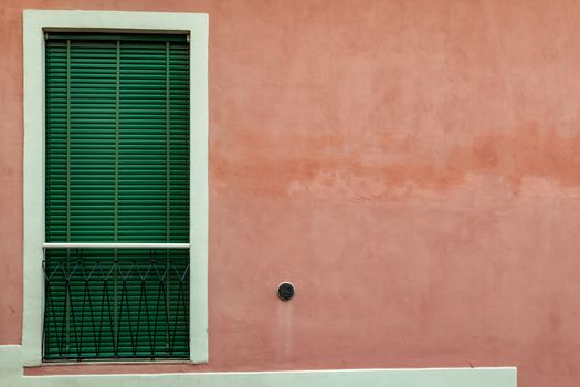the green window on pink wall, for background