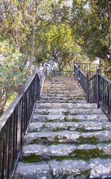 old steps from stone up to the hill from the church in porto cervo sradinia