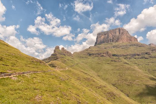 The Sentinel Trail to the Tugela Falls in the Drakensberg climbs past the Three Witches and then zig-zags up the slopes of the Sentinel