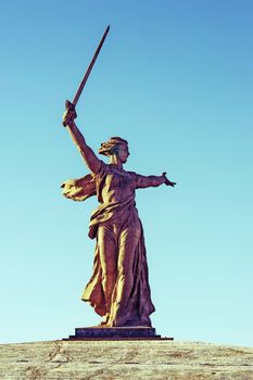VOLGOGRAD, RUSSIA - JANUARY 15: Monument to World War II Motherland is calling on Mamayev Hill.