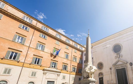 Monument of Elephant by Bernini on Piazza della Minerva in Rome, Italy