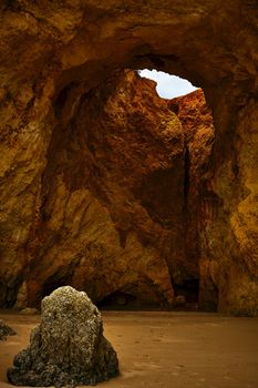 The grotto on the Portuguese coast of the Atlantic ocean