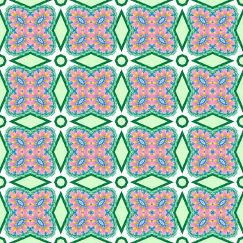 Digital computer graphic - seamless decorative pattern in a bbright colors spirals for design.