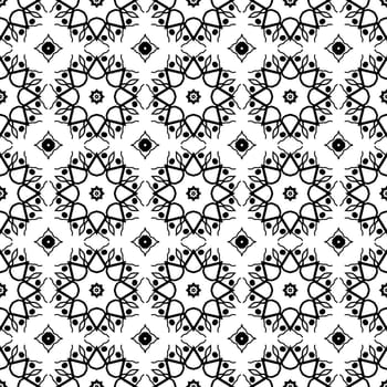 Digital computer graphic - seamless decorative pattern in a black - white colors for design.