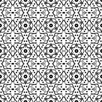 Digital computer graphic - seamless decorative pattern in a black - white colors for design.