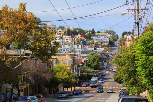 San Francisco, CA, USA - September 12, 2013: Castro district in San Francisco, USA. Castro is one of the United States' first and best-known gay neighborhoods, and it is currently its largest.