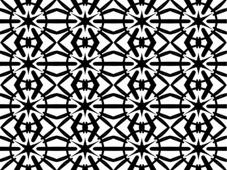 Digital computer graphic - seamless Asdtroniras decorative pattern in a black - white colors for design