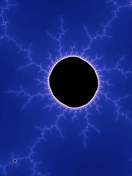 Digital computer graphic - abstract fractal pattern with a balck hole for design.