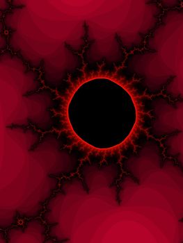 Digital computer graphic - abstract fractal pattern with a balck hole for design.