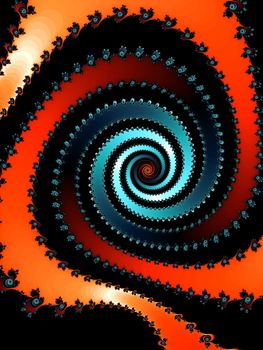 Digital computer graphic - abstraction fractal cspiral in a bright colors for design.