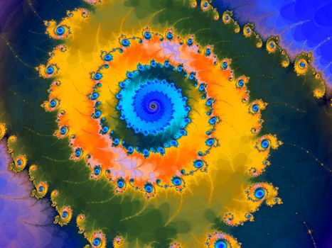 Digital computer graphic - fractal spiral in a bright colors for design