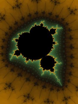 Digital computer graphic - fractal Mandelbrot in a dark colors for design.