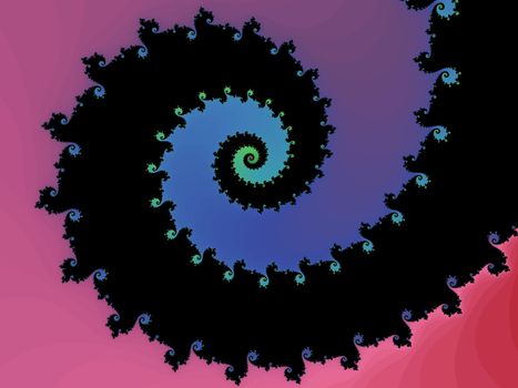Digital computer graphic - abstract decorative fractal wwith spirals in a bright colors for design.
