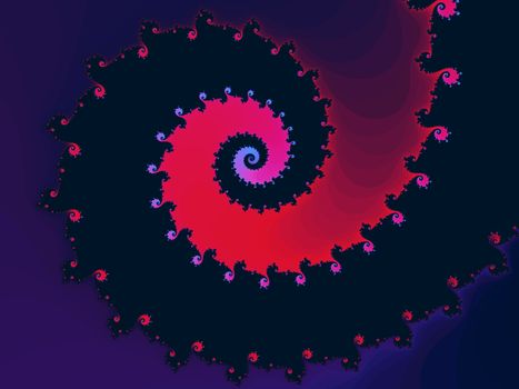 Digital computer graphic - abstract decorative fractal wwith spirals in a bright colors for design.