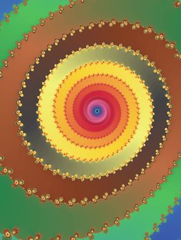 Digital computer graphic - abstract decorative fractal wwith spirals in a bright colors for design.
