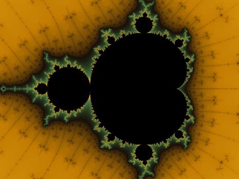 Digital computer graphic - fractal Mandelbrot in a dark colors for design.