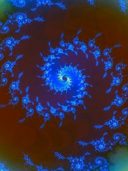 Digital computer graphic - abstract Astroniras decorative fractal with spirals in a bright colors for design.