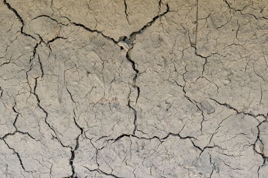 Drought, the ground cracks, no hot water, lack of moisture. Dried and cracked ground. Cracked surface, dry soil in arid areas.