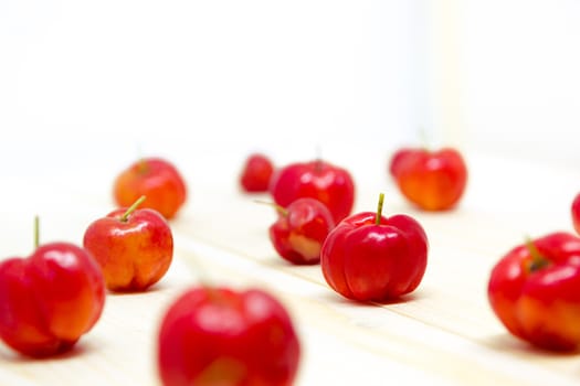 Sweet Cherry Berries On Wooden Table With Soft Light And Copyspace For Text, Healthy Fruit Food.