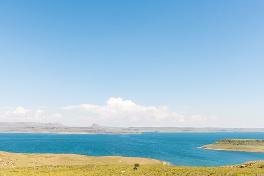 A view of the Sterkfontein Dam in the eastern part of the Free State Province of South Africa