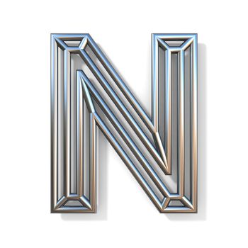Wire outline font letter N 3D rendering illustration isolated on white background