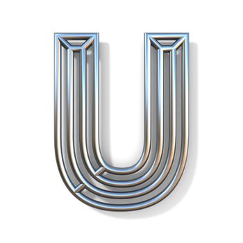 Wire outline font letter U 3D rendering illustration isolated on white background