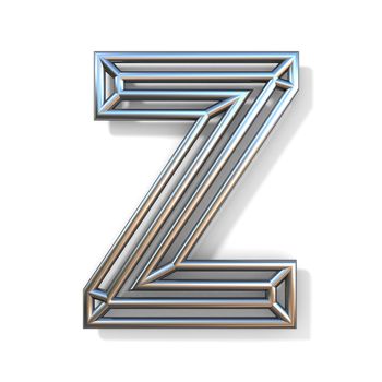 Wire outline font letter Z 3D rendering illustration isolated on white background