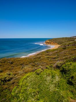 Beautiful view of Bells beach, famous landmark along the Great Ocean Road, Australia