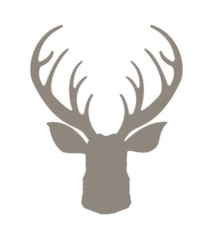 Head deer silhouetted. Reindeer with horns illustration. Deer hipster icon. Hand drawn stylized element design