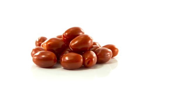pear drop tomatoes isolated on white background