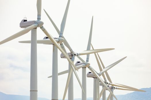 Dramatic Wind Turbine Farm in the Desert of California.