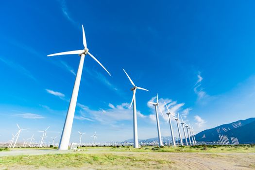 Dramatic Wind Turbine Farm in the Desert of California.