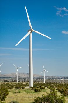 Dramatic Wind Turbine Farm in the Desert of California.