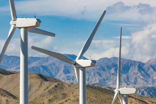 Dramatic Wind Turbine Farm in the Desert of California.